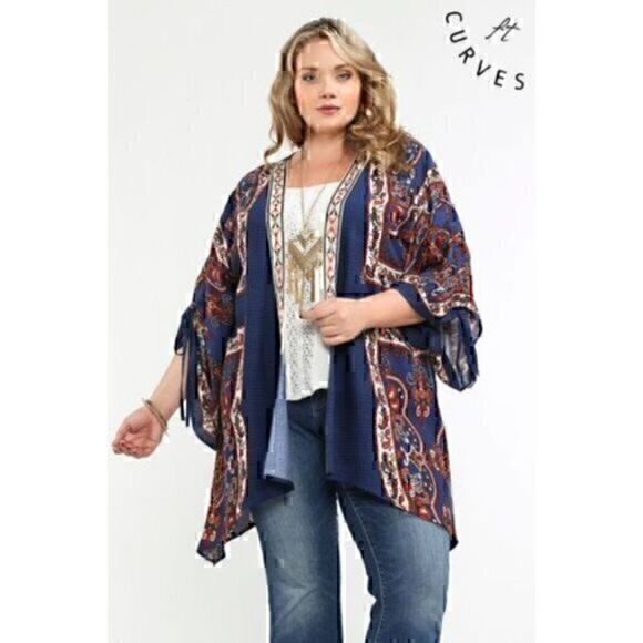 Flying Tomato Sweaters - Flying Tomato, Navy Blue Cardigan with Embroidery  Drawstring Bell Sleeves S